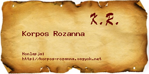 Korpos Rozanna névjegykártya